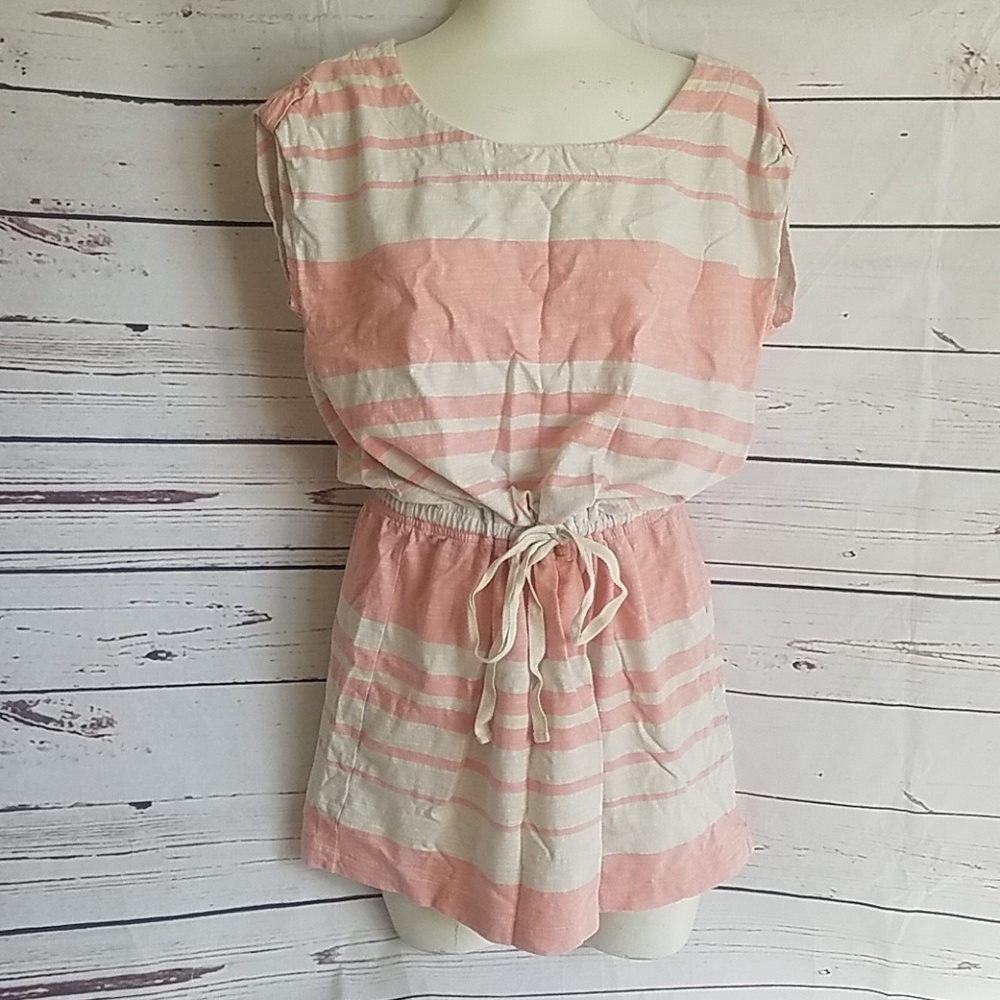 Loft Ann Taylor romper pink and cream